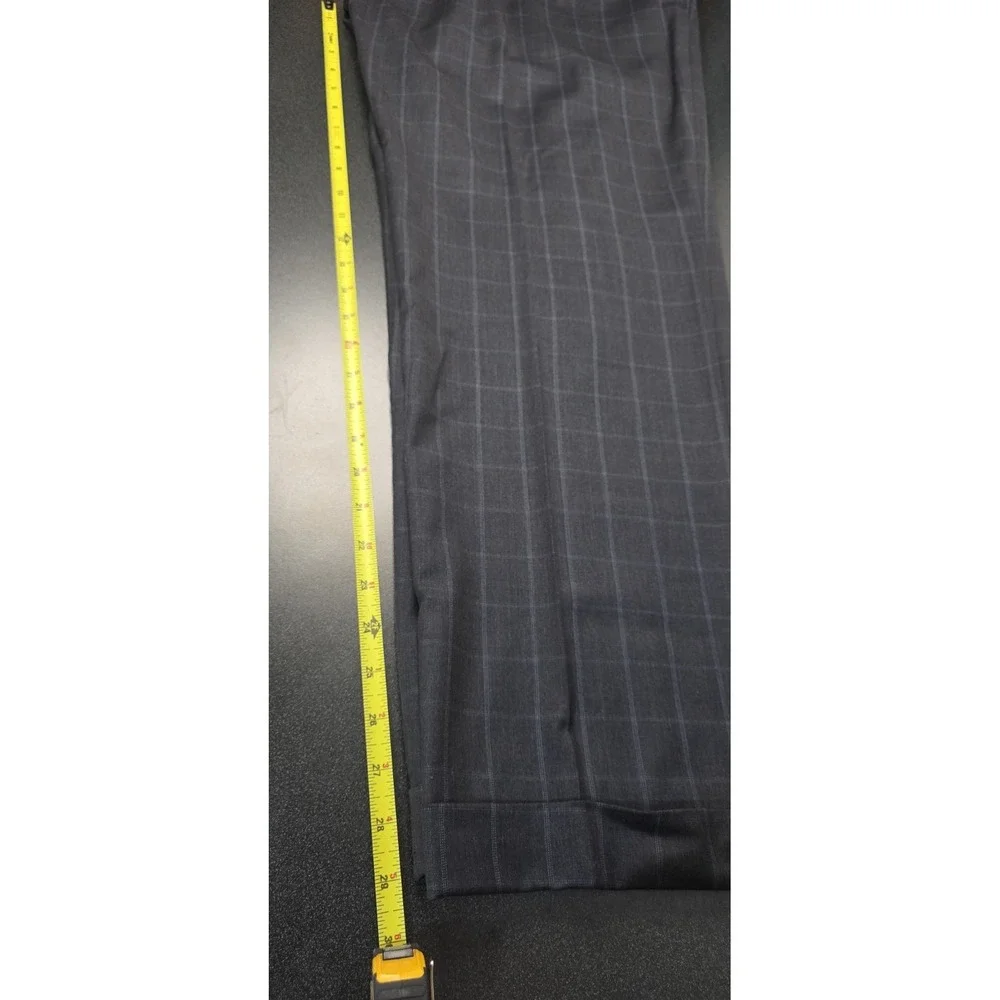 MILINEA 38x29 100% Wool Made Italy Men Gray Plaid Cuff Dress Pants Career Office